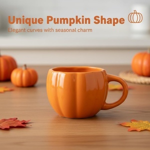 Tazas de café de cerámica de 10 oz con diseño de calabaza de Halloween, redondas con relieve y diseño creativo, ideales para viajes y recuerdos. ¡Venta caliente! - Product Image 1