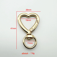 41*26mm métal fermoir pivotant en forme de coeur ressort mousqueton porte-clés alliage à la mode pour sac à main bagages bricolage accessoires