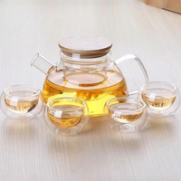 Théière en verre borosilicate 800ML avec infuseur et couvercle en bambou Logo personnalisable de qualité alimentaire stocké