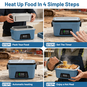 Boîte à <span class=keywords><strong>lunch</strong></span> électrique sans fil Herrfilk 1,5 L avec commande par application, 27000 mAh, 80 W, chauffe-plat alimenté par batterie, récipient chauffant pour les voyages en voiture - Product Image 5