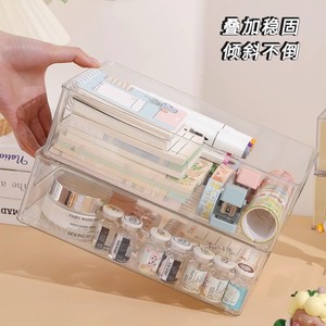 Transparent <b>Stackable</b> Desktop <b>Storage</b> Box With Handles Cosmetic Organizer Drawer <b>Storage</b> <b>Container</b> For Makeup And Office - Product Image 5