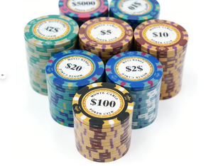 Jetons de poker en argile Monte <span class=keywords><strong>Carlo</strong></span> trois tons, 14g, 40mm, durables, pour joueurs de poker, faible MOQ, personnalisables, vente en gros - Product Image 1