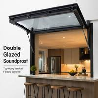 Ventana Plegable Vertical Moderna de Aluminio con Doble Acristalamiento, Insonorizada, Herrajes de Acero Inoxidable para Balcón, Cocina, Hotel