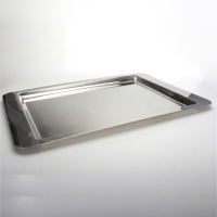Plateau de service à barre ronde en acier inoxydable 18/8 plat poli écologique pour restaurant d'hôtel et occasions de fête