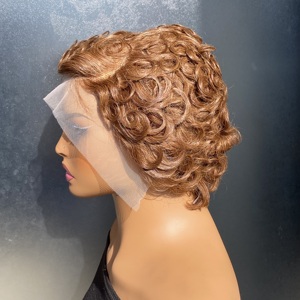 Perruque en <span class=keywords><strong>cheveux</strong></span> humains Remy, texture bouclée ondulée, <span class=keywords><strong>coupe</strong></span> pixie courte ondulée Chioma, dentelle frontale transparente 13x4 - Product Image 5