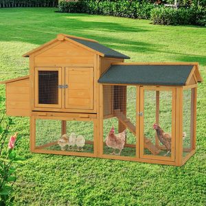 Gallinero de Madera Resistente para Exteriores con Gran Corral, Techo Impermeable de Asfalto, Casa para Gallinas de Madera para Jardín - Product Image 2