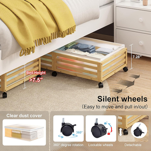 Bacs de <span class=keywords><strong>rangement</strong></span> à tiroir amovible en bambou de grande capacité Organisation durable des vêtements et des jouets avec roues <span class=keywords><strong>sous</strong></span> le <span class=keywords><strong>rangement</strong></span> du <span class=keywords><strong>lit</strong></span> - Product Image 4