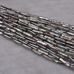 Bandelettes de perles d'eau douce naturelles grises, fines et blanches, en forme de barre carrée baroque, pour la création de bijoux DIY - Product Image 1