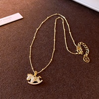 Collier pendentif Zooying en forme de pièce de monnaie de cheval, avec micro-pavé de cristaux, chaîne de pull réglable pour femmes, hypoallergénique