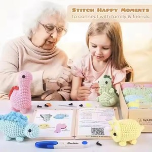Accessoires de crochet, kit de crochet, jouets animaux dinosaures, kits d'artisanat de crochet DIY, tricot à la main avec tutoriel vidéo en anglais - Product Image 2