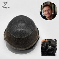 Sistem Rambut Pria Grosir Toupee 100% Rambut Asli India Remy Lace Front Siap Kirim MOQ Rendah 1 Buah Hairpiece