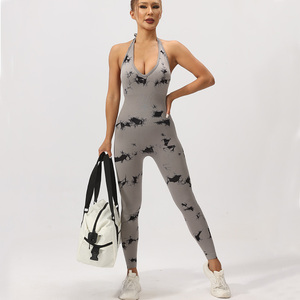 จั๊มสูทออกกำลังกายแบบรัดรูป ย้อมสีแบบไท-ได ผ้ายืดหยุ่น เหมาะสำหรับฤดูร้อน โยคะ ฟิตเนส เลกกิ้ง ชุดออกกำลังกายสำหรับผู้หญิง - Product Image 5