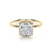 9K Gelbgold IGI-Zertifikat Kissenförmiger Labor-Diamantschmuck D VVS1 Labor-Gezüchteter Diamant-Verlobungsring