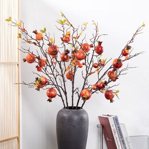 Rama de Granada Artificial CallaFloral, Color Rojo Anaranjado, Espuma, Decoración para Bodas, 120 cm, Estilo INS, Manualidades - Product Image 1