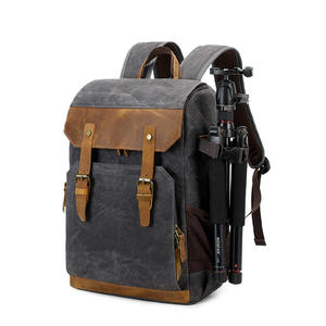 Vintage 17-Inch Laptop Backpack Multifunctional Outdoor Photography Bag Backpack Mirrorless <b>Waterproof</b> Shockproof <b>Canvas</b> - Product Image 2