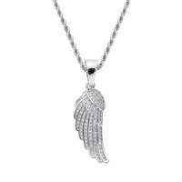 Collier Aile Rapper Hip Hop Iced Out avec Pendentif Aile d'Ange en Or
