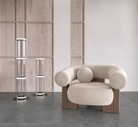 NOVA Le Plus Populaire Fauteuil Canapé Paresseux Nordique pour Salon, Structure en Bois Massif, Revêtements en Tissu, Chaise Longue Individuelle