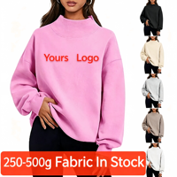 Nouveau style Pulls décontractés en polaire pour femmes, mode automne-hiver, col montant épais, coupe ample, couleur unie, anti-plis