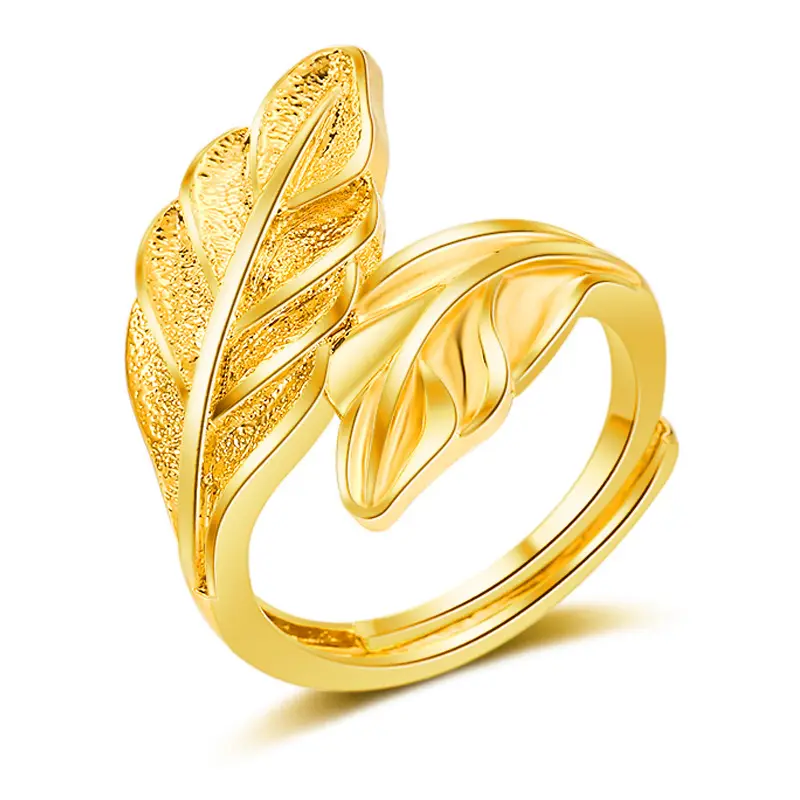 Новинка, лидер продаж, Ювелирное кольцо с листьями, регулируемое кольцо в форме листа с покрытием из 18-каратного золота
