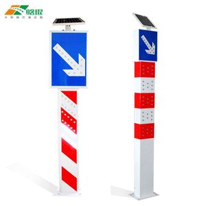 Poste de Advertencia de Tráfico Solar, HDPE Reflectante, LED Intermitente, Montaje en Suelo, IP65 - Product Image 4