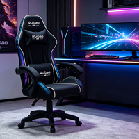 Chaise de jeu inclinable et pivotante en tissu industriel personnalisable avec éclairage RGB, prise en charge OEM, avec plusieurs couleurs LED pour les détaillants mondiaux