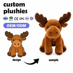 Oso de Peluche Personalizado OEM ODM, Mascota de <span class=keywords><strong>Alce</strong></span> Suave y Esponjosa con Gorro de Punto para Regalo Promocional Empresarial - Product Image 1