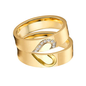 Juego de anillos de boda de pareja chapados en oro de 18K personalizados Ehering Anel Bague Anillos <span class=keywords><strong>Ringar</strong></span> Snubni Prsteny Trouwringen Anelli Jegygyuru - Product Image 5