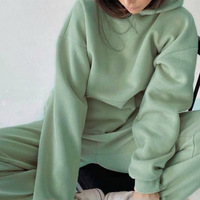 Ensemble de survêtement pour femmes, jogging 2 pièces OEM, pantalon de survêtement ample, 100% coton, épais, lourd, ensemble de sweat-shirt