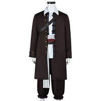 Costume de pirate des Caraïbes Captain Jack Sparrow Elizabeth pour adulte unisexe, tenue de cosplay de pirate, gilet, pantalon, veste, trench-coat