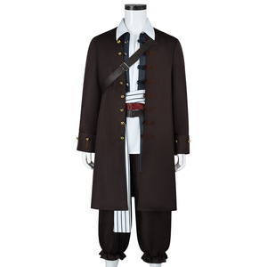 Costume de pirate des Caraïbes Captain Jack Sparrow pour adulte, tenue de cosplay unisexe avec gilet, pantalon, veste et trench-coat - Product Image 3