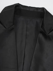 Giacca lunga nera personalizzata elegante da <span class=keywords><strong>donna</strong></span> con colletto in raso con un bottone Maxi cappotto elegante da <span class=keywords><strong>donna</strong></span> giacca invernale da <span class=keywords><strong>donna</strong></span> cappotto Abaya ODM - Product Image 4