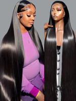Pelucas sin pegamento con encaje frontal Alibaba para mujeres negras, pelucas de cabello humano liso, pelucas con encaje frontal HD transparente, cabello humano virgen.