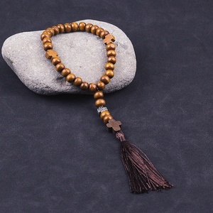 Rosario Ortodoxo Oriental hecho a mano con borlas cruzadas, pulsera de oración con cuentas, cuentas de madera, Rosario de bautismo religioso, pulsera con borlas - Product Image 3