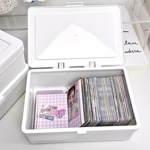 Pure <b>white</b> flip-top Muji-style storage <b>box</b>, Instagram-worthy card-issuing and journaling material sealing sticker, dustproof - Product Image 4