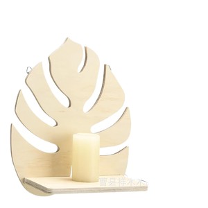 Wooden Monstera Leaf <b>Wall</b> <b>Shelf</b> Natural Color <b>Wall</b> <b>Mounted</b> Plant Display Decor For Indoor Home Office Decoration - Product Image 5