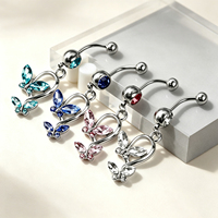 Bijoux de piercing pour le ventre en acier inoxydable plaqué or avec pierre en zircon, tendance pour les occasions festives