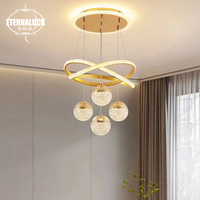 Suspension de lustre moderne nordique à 4 têtes LED en or pour restaurant, café, bar, plafonnier intérieur pour application hôtelière