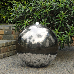 Fuente de Esfera de Acero Inoxidable para Jardín de 400 mm, Decoración de Fuente de Agua para Exteriores, Esfera de Acero, Fuentes Modernas - Product Image 4