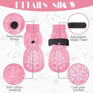 4 Pezzi Calzini Antiscivolo per Cani per Prevenire il Leccamento delle <span class=keywords><strong>Zampe</strong></span> Forte Trazione per Pavimenti in Legno Cani Anziani Protezione <span class=keywords><strong>Zampe</strong></span> Anti-Graffio - Product Image 3