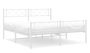 White Modern Metal <strong>Bed</strong> Frame with Headboard and Storage for Teenagers or <strong>Guests</strong> Living Room Use Dimensions 150*200cm - Product Image 2