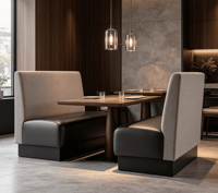 Schlichtes Langes Kommerzielles Booth-Sofa, Abgerundete Kissen für Fast-Food-Ketten, Cafés, Ferienwohnungen und Private Esszimmer