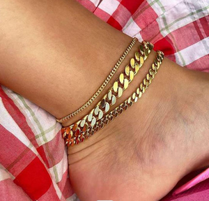 Aciers inoxydables étanches sans ternissement 18K plaqué or bijoux <span class=keywords><strong>gourmette</strong></span> <span class=keywords><strong>cheville</strong></span> Bracelets cubain lien chaîne bracelets <span class=keywords><strong>de</strong></span> <span class=keywords><strong>cheville</strong></span> pour les femmes - Product Image 1