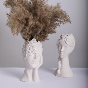 Decorazione per soggiorno in stile nordico forma femminile <span class=keywords><strong>vaso</strong></span> di fiori ornamenti in ceramica artigianato viso umano <span class=keywords><strong>vaso</strong></span> di porcellana - Product Image 4