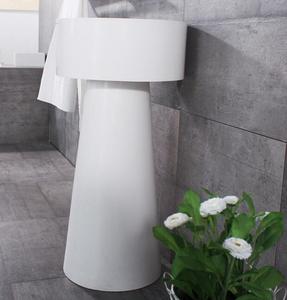 Estación de Lavado de Manos Portátil, Lavabo Independiente para Baño, Lavabo con Pedestal de Resina de Piedra de Superficie Sólida - Product Image 4