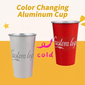Wholesale Logo Recyclable Eco-friendly Colour <strong>Changing</strong> Beer Cup16oz Customized <strong>Color</strong> <strong>Changing</strong> Aluminum <strong>Cup</strong> for Cold Drinks - Product Image 1