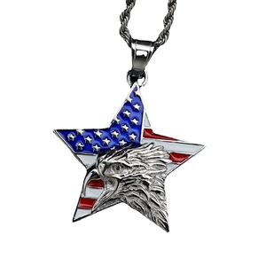 Ornamento HIPHOP Hip Hop in stile 316 in acciaio inossidabile <span class=keywords><strong>con</strong></span> vernice <span class=keywords><strong>con</strong></span> strass ciondolo bandiera aquila americana - Product Image 5