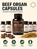 Capsules d'organes de bœuf OEM ODM, nourrissantes et issues de bovins nourris à l'herbe, formule personnalisée sous marque privée, 60 unités
