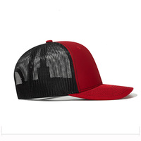 Gorra Trucker Premium Roja y Negra con Bordado 3D, Gorra de Béisbol de Malla, Gorra para Protección Solar al Aire Libre, para Senderismo y Pesca