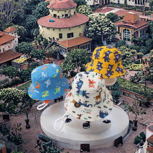 หมวกบักเก็ตผ้าฝ้ายลายทางสำหรับเด็ก ลายการ์ตูนชาวประมง เหมาะสำหรับกีฬากลางแจ้งและการเดินทาง มีสายรัด - Product Image 3