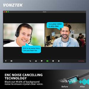 Wireless <strong>Headset</strong> Dual Ear <strong>Adjustable</strong> Call Center <strong>Computer</strong> Laptop Microphone Headphone - Product Image 6